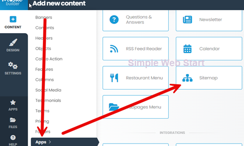 Add your content sitemap block.