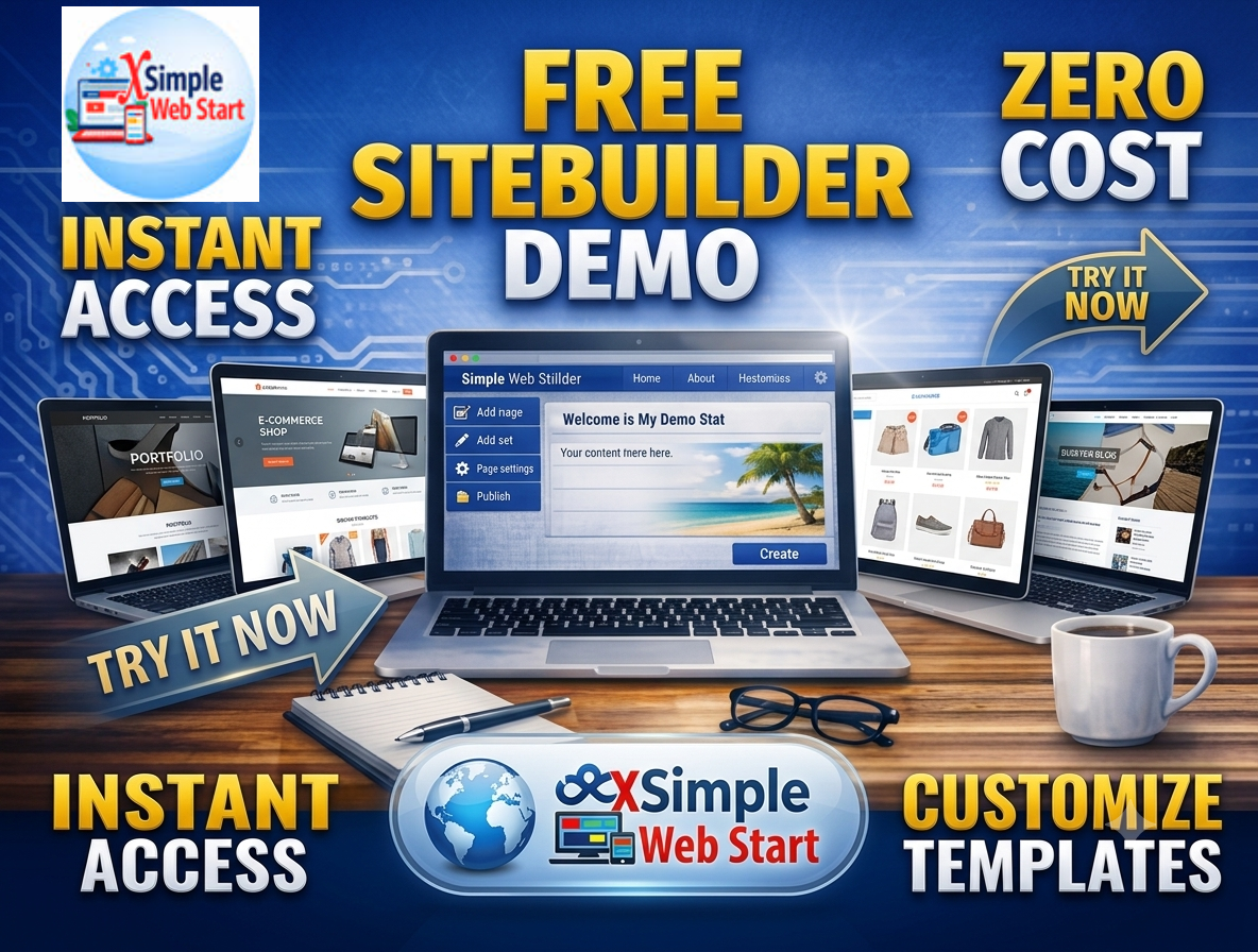 Practise On The Simple Web Start Free SiteBuilder Demo. site builder demo