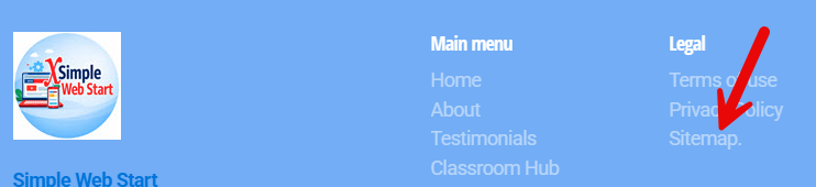Simple Web Start new sitemap page listed.