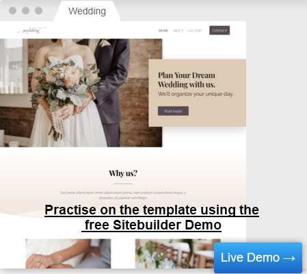 Wedding website example using a clean, simple layout.